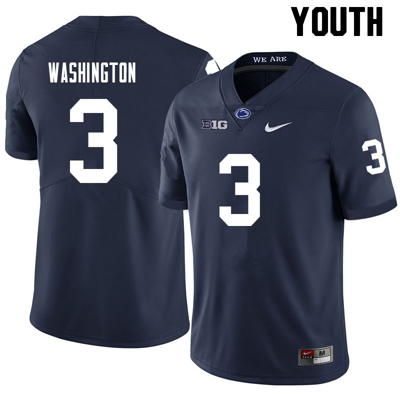 NCAA Nike Youth Penn State Nittany Lions Parker Washington #3 College Football Authentic Navy Stitched Jersey JBA5698VZ